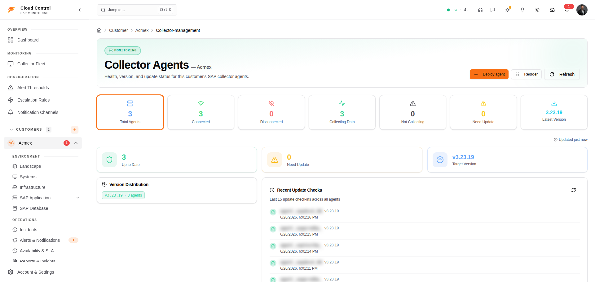 A fleet of agents, healthy and current
