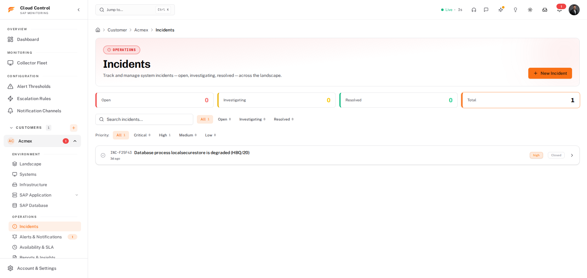 Incidents, from open to resolved